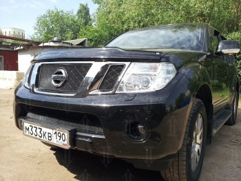 3 399 р. Защитная сетка в бампер (низ, ячейка 3х7 мм) Стрелка11 Стандарт  Nissan Navara  2 D40 - Pathfinder  R51 (Чёрная)  с доставкой в г. Горно‑Алтайск. Увеличить фотографию 2