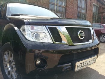 3 399 р. Защитная сетка в бампер (низ, ячейка 3х7 мм) Стрелка11 Стандарт  Nissan Navara  2 D40 - Pathfinder  R51 (Чёрная)  с доставкой в г. Горно‑Алтайск. Увеличить фотографию 3