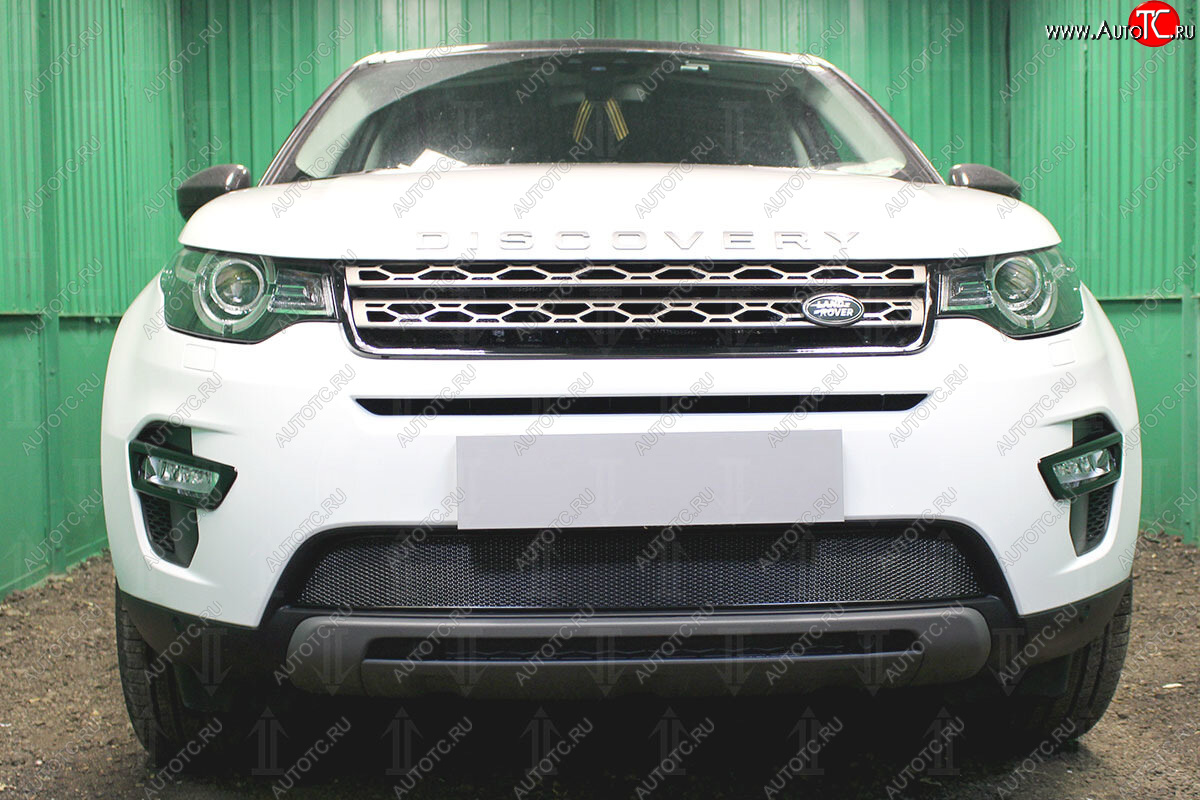 4 499 р. Защитная сетка в бампер (низ, ячейка 4х10 мм) Alfeco Премиум Land Rover Discovery Sport L550 дорестайлинг (2014-2019) (Чёрная)  с доставкой в г. Горно‑Алтайск