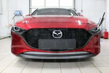 3 799 р. Защитная сетка в бампер (низ, ячейка 4х10 мм) Alfeco Премиум Mazda 3/Axela BP хэтчбэк (2019-2024) (Хром)  с доставкой в г. Горно‑Алтайск. Увеличить фотографию 2