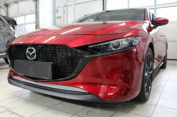 3 799 р. Защитная сетка в бампер (низ, ячейка 4х10 мм) Alfeco Премиум Mazda 3/Axela BP хэтчбэк (2019-2024) (Хром)  с доставкой в г. Горно‑Алтайск. Увеличить фотографию 3