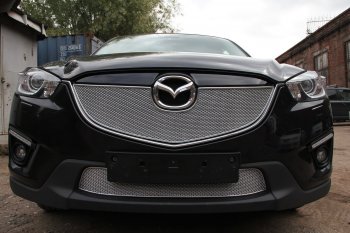 4 299 р. Защитная сетка в бампер (низ, ячейка 4х10 мм) Alfeco Премиум  Mazda CX-5  KE (2011-2017) дорестайлинг, рестайлинг (Хром)  с доставкой в г. Горно‑Алтайск. Увеличить фотографию 1