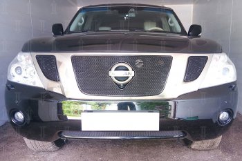 4 199 р. Защитная сетка в бампер (низ, ячейка 4х10 мм) Стрелка11 Премиум Nissan Patrol 6 Y62 дорестайлинг (2010-2014) (Чёрная)  с доставкой в г. Горно‑Алтайск. Увеличить фотографию 3