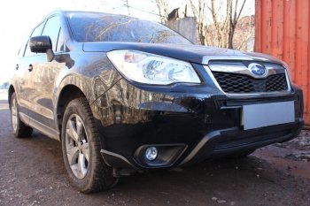 3 599 р. Защитная сетка в бампер (низ, ячейка 4х10 мм) Стрелка11 Премиум Subaru Forester SJ дорестайлинг (2012-2016) (Чёрная)  с доставкой в г. Горно‑Алтайск. Увеличить фотографию 2