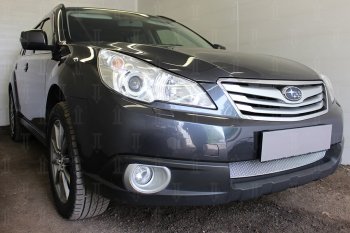 4 199 р. Защитная сетка в бампер (низ, ячейка 4х10 мм) Стрелка11 Премиум Subaru Outback BR/B14 дорестайлинг универсал (2009-2013) (Хром)  с доставкой в г. Горно‑Алтайск. Увеличить фотографию 4