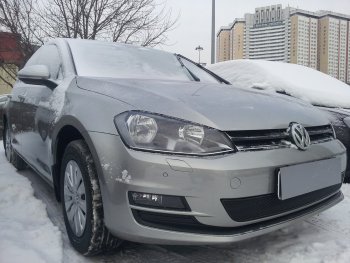 4 199 р. Защитная сетка в бампер (низ, ячейка 4х10 мм) Стрелка11 Премиум Volkswagen Golf 7 дорестайлинг, хэтчбэк 5 дв. (2012-2017) (Чёрная)  с доставкой в г. Горно‑Алтайск. Увеличить фотографию 2