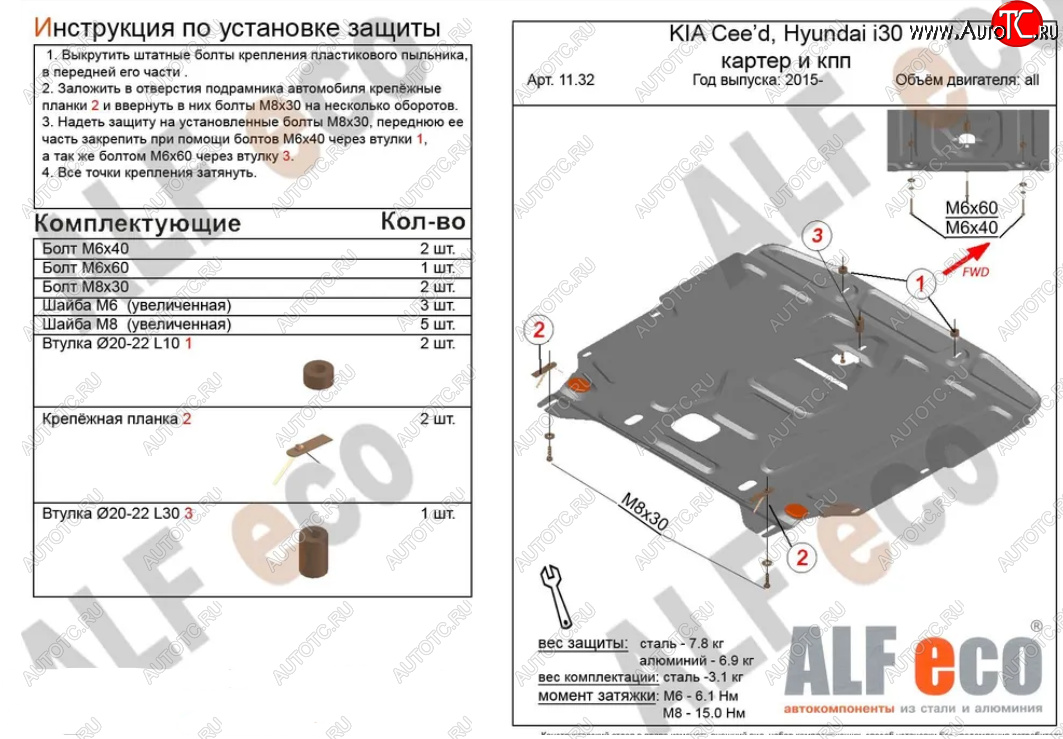 4 999 р. Защита картера двигателя и КПП Alfeco KIA Cerato 4 BD дорестайлинг седан (2018-2021) (Сталь 2 мм)  с доставкой в г. Горно‑Алтайск