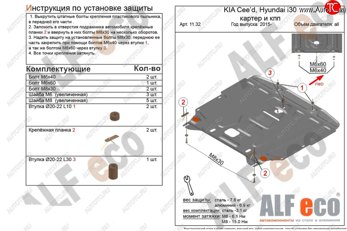 4 999 р. Защита картера двигателя и КПП Alfeco  KIA Cerato  3 YD (2016-2019) рестайлинг седан (Сталь 2 мм)  с доставкой в г. Горно‑Алтайск