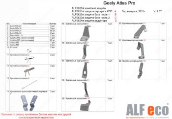 51 999 р. Защита картера, КПП, топливного бака и редуктора (V-1,5T, 4 части) ALFECO  Geely Atlas Pro  NL3 (2019-2024) (Алюминий 3 мм)  с доставкой в г. Горно‑Алтайск. Увеличить фотографию 2