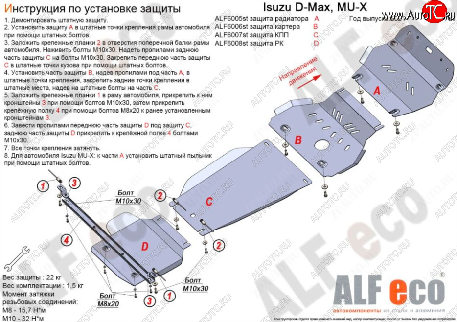 11 699 р. Защита КПП ALFECO  Isuzu mu-X  TF (2021-2023) (Алюминий 4 мм)  с доставкой в г. Горно‑Алтайск