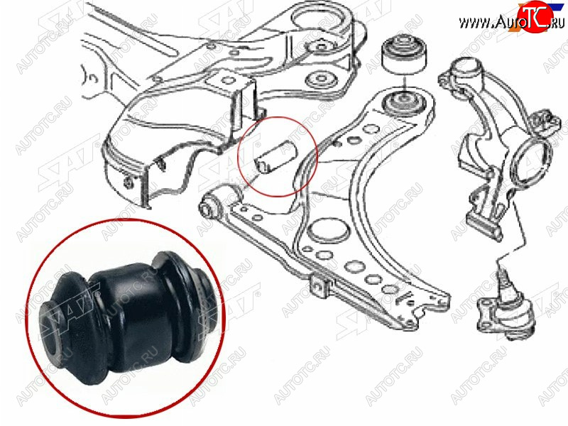 174 р. Сайлентблок рычага передний FR SAT  Audi A3 (8LA хэтчбэк 5 дв.,  8L1 хэтчбэк 3 дв.), Skoda Fabia (Mk1,  Mk2), Octavia (A5), Volkswagen Golf (4)  с доставкой в г. Горно‑Алтайск