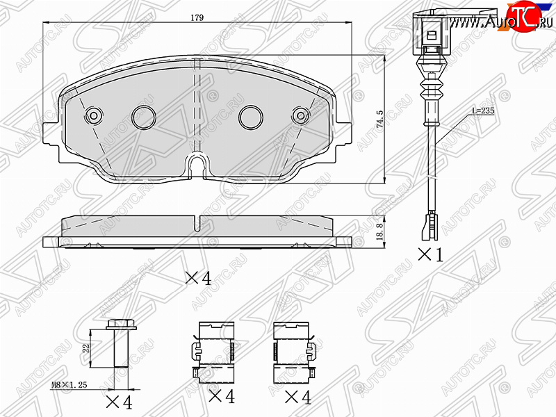 1 679 р. Колодки тормозные SAT (передние)  Volkswagen Teramont  CA1 (2016-2020) дорестайлинг  с доставкой в г. Горно‑Алтайск