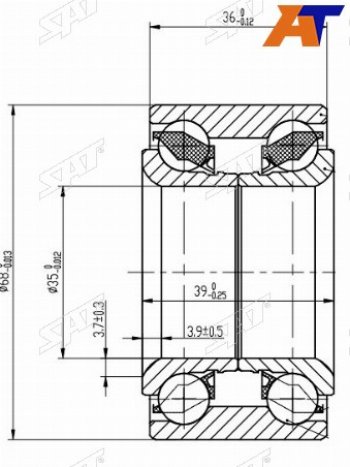 1 189 р. Подшипник передней ступицы NISSAN MARCHMICRACUBE 90-02 SAT ST-40210-41B00  с доставкой в г. Горно‑Алтайск. Увеличить фотографию 1