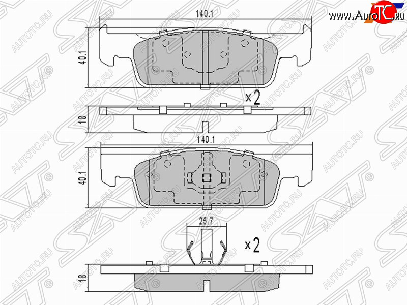 1 169 р. Колодки тормозные SAT (передние)  Renault Clio ( KH98,  BH98) - Logan  2  с доставкой в г. Горно‑Алтайск