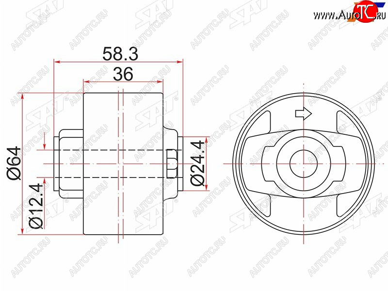 529 р. Сайлентблок Toyota Corolla (E150) 06-13  RAV4 (XA30) 05-13  Lexus NX 14-17  Toyota Auris 06-12  SAT ST-41651-42120  с доставкой в г. Горно‑Алтайск