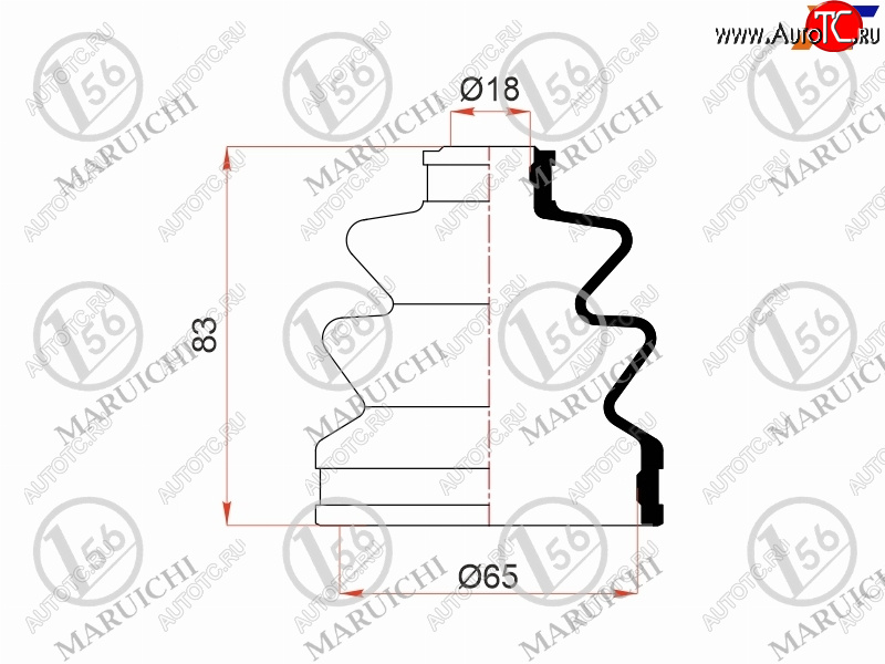 589 р. Пыльник шруса наружный SUBARU OUTBACK 03-09 B13SUZUKI SWIFT04-09 1.3L (2 хомута. резина) MARUICHI 08-414  с доставкой в г. Горно‑Алтайск