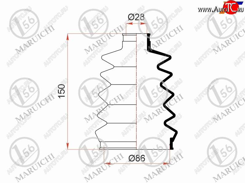 1 339 р. Пыльник шруса наружный MITSUBISHI DELICASPACE GEAR 94-04L400 94-01PAJEROMONTERO 90-04 4M404D56T MARUICHI 02-161  с доставкой в г. Горно‑Алтайск