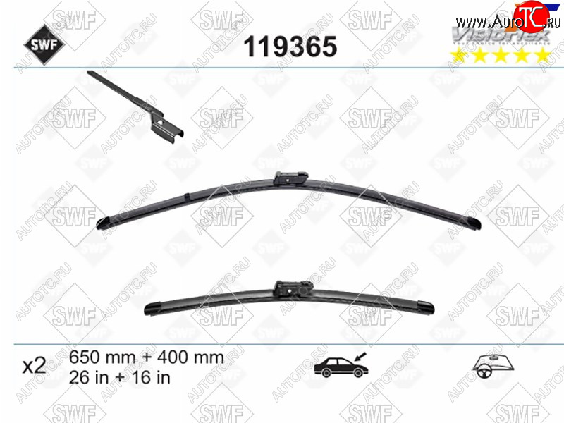 3 289 р. Комплект щеток стеклоочистителя 650мм+400мм TOYOTA AVENSIS 08-18                                     SWF 119365  с доставкой в г. Горно‑Алтайск