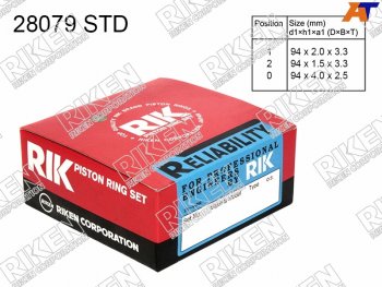 Кольца поршневые (комплект) STD TOYOTA LAND CRUISER 100 1HD-FTE 98-07 RIKEN 28079 STD