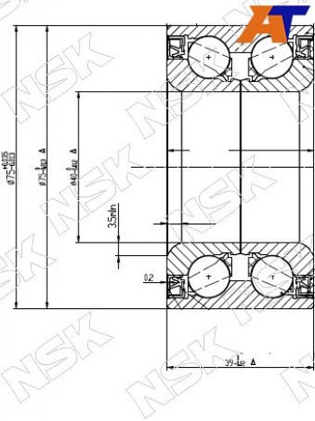 4 089 р. Подшипник передней ступицы TOYOTA VITZBELTARACTIS 05- (с ABS) NSK 40BWD17  с доставкой в г. Горно‑Алтайск. Увеличить фотографию 1