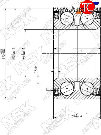 4 089 р. Подшипник передней ступицы TOYOTA VITZBELTARACTIS 05- (с ABS) NSK 40BWD17  с доставкой в г. Горно‑Алтайск