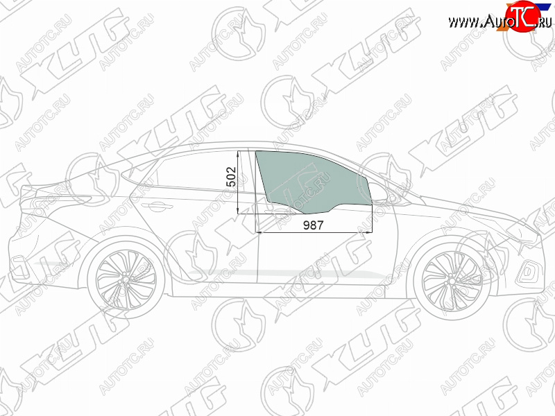 2 539 р. Стекло боковое опускное (Спереди Справа Цвет зеленый Крепления) Hyundai Solaris 17-20  Accent 17 XYG 4168RGNS4FD FD/RH  с доставкой в г. Горно‑Алтайск
