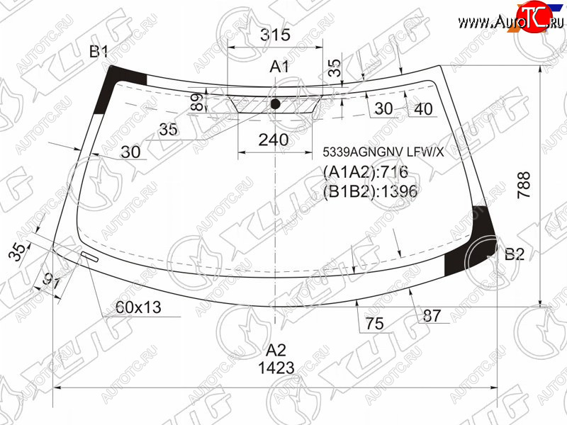 8 999 р. Стекло лобовое Mercedes-Benz SLK-Class 96-04 XYG 5339AGNGNV LFW/X  с доставкой в г. Горно‑Алтайск