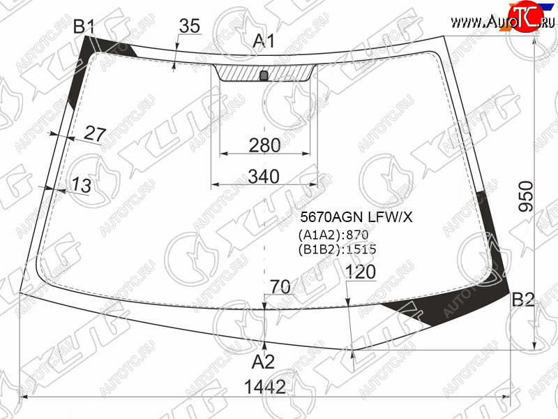 5 899 р. Стекло лобовое Mitsubishi Lancer 02-10  Lancer Evolution 01-08 XYG 5670AGN LFW/X  с доставкой в г. Горно‑Алтайск