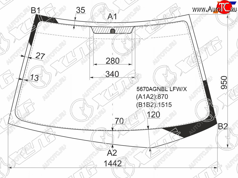5 899 р. Стекло лобовое Mitsubishi Lancer 02-10  Lancer Evolution 01-08 XYG 5670AGNBL LFW/X  с доставкой в г. Горно‑Алтайск