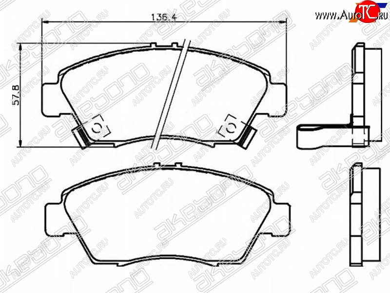 2 599 р. Колодки тормозные AKEBONO (передние)  Honda Civic ( ES,  EU,  EP) - Fit  1  с доставкой в г. Горно‑Алтайск