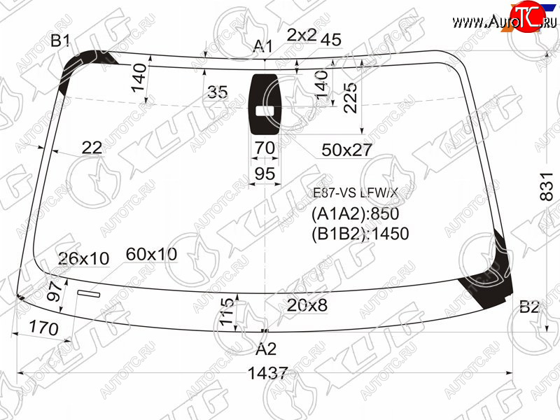 6 299 р. Стекло лобовое (Датчик дождя) BMW XYG  BMW 1 серия ( E87,  E82,  E81) (2004-2013) хэтчбэк 5 дв. дорестайлинг, купе 1-ый рестайлинг, хэтчбэк 3 дв. рестайлинг, хэтчбэк 5 дв. рестайлинг, купе 2-ой рестайлинг  с доставкой в г. Горно‑Алтайск