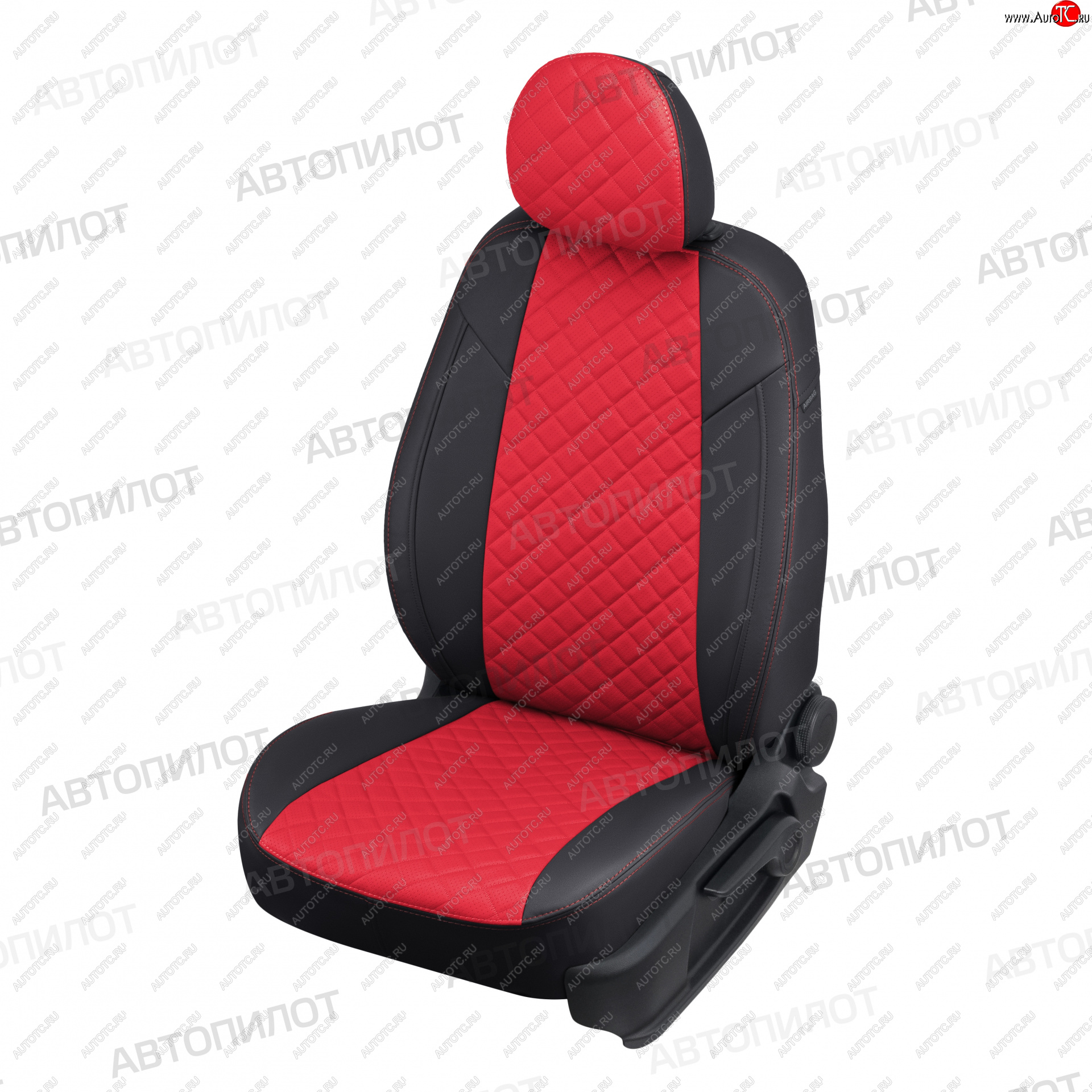 8 499 р. Чехлы сидений (экокожа) Автопилот Ромб  Honda CR-V  RE1,RE2,RE3,RE4,RE5,RE7 (2007-2012) дорестайлинг, рестайлинг (черный/красный)  с доставкой в г. Горно‑Алтайск
