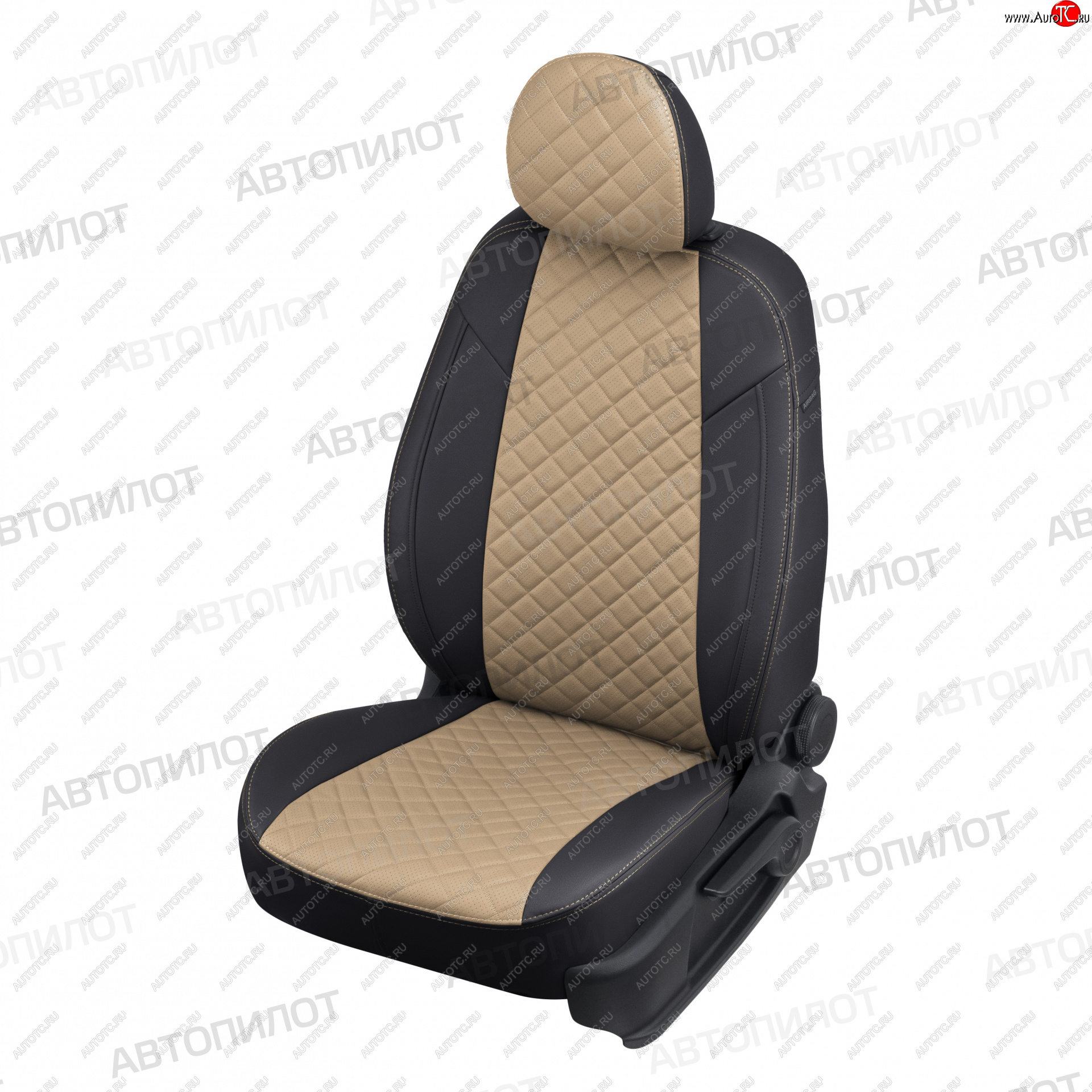 8 499 р. Чехлы сидений (экокожа) Автопилот Ромб  Honda CR-V  RE1,RE2,RE3,RE4,RE5,RE7 (2007-2012) дорестайлинг, рестайлинг (черный/темно-бежевый)  с доставкой в г. Горно‑Алтайск