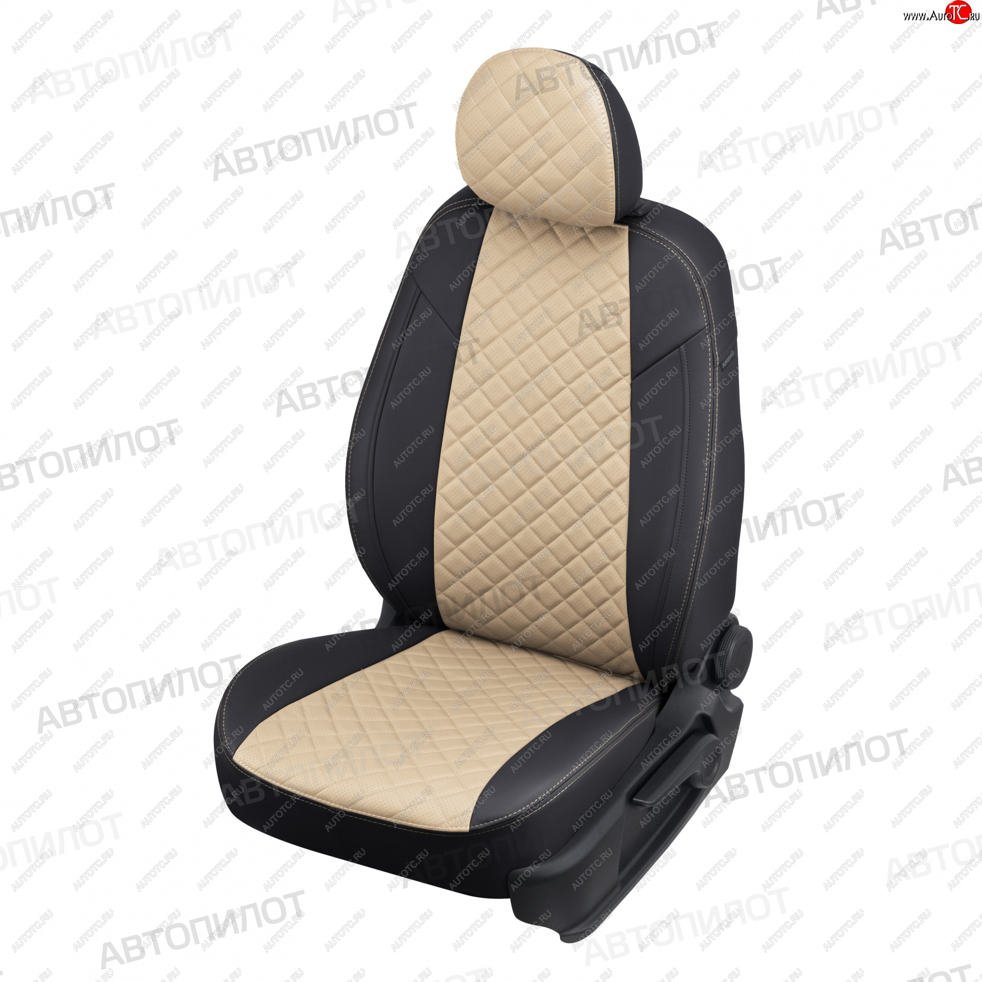 8 499 р. Чехлы сидений (экокожа) Автопилот Ромб  Honda CR-V  RE1,RE2,RE3,RE4,RE5,RE7 (2007-2012) дорестайлинг, рестайлинг (черный/бежевый)  с доставкой в г. Горно‑Алтайск