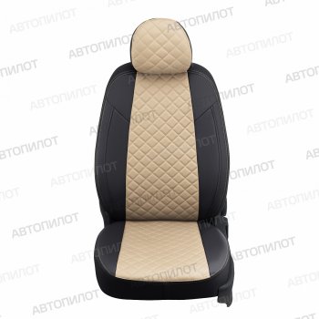 8 499 р. Чехлы сидений (экокожа) Автопилот Ромб  Honda CR-V  RE1,RE2,RE3,RE4,RE5,RE7 (2007-2012) дорестайлинг, рестайлинг (черный/бежевый)  с доставкой в г. Горно‑Алтайск. Увеличить фотографию 5
