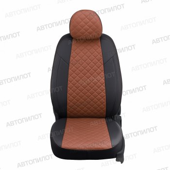 8 499 р. Чехлы сидений (экокожа) Автопилот Ромб  Honda CR-V  RE1,RE2,RE3,RE4,RE5,RE7 (2007-2012) дорестайлинг, рестайлинг (черный/коричневый)  с доставкой в г. Горно‑Алтайск. Увеличить фотографию 2