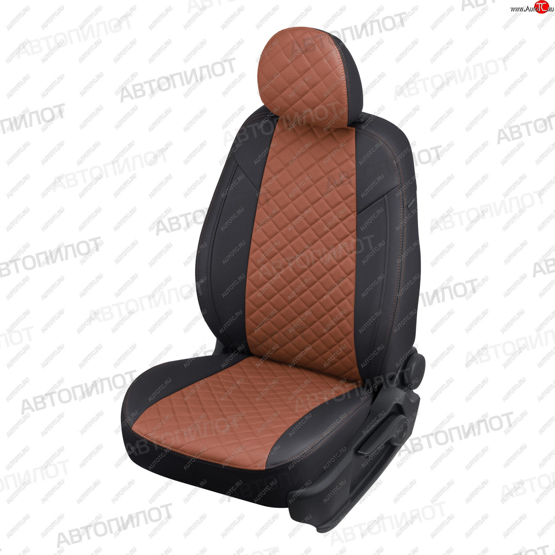 8 499 р. Чехлы сидений (экокожа) Автопилот Ромб  Honda CR-V  RE1,RE2,RE3,RE4,RE5,RE7 (2007-2012) дорестайлинг, рестайлинг (черный/коричневый)  с доставкой в г. Горно‑Алтайск