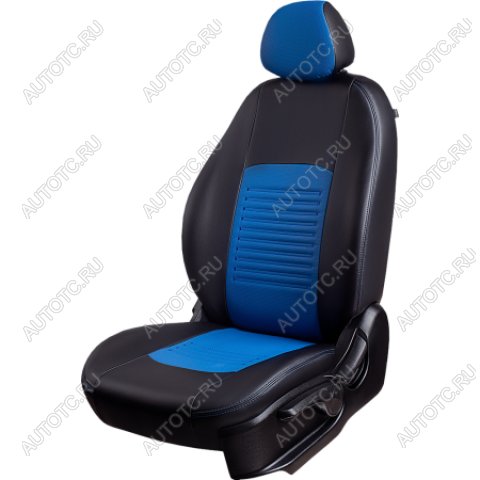 9 449 р. Комплект чехлов для сидений (РЗС 60/40 3Г Илана+Орегон) ТУРИН СТ Lord Autofashion  Mitsubishi ASX (2010-2025) дорестайлинг, 1-ый рестайлинг, 2-ой рестайлинг, 3-ий рестайлинг (черный, вставка синяя, строчка синяя)  с доставкой в г. Горно‑Алтайск