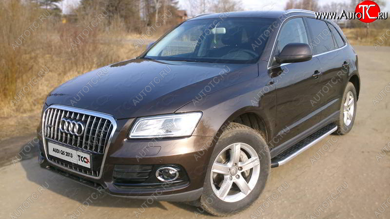 20 899 р. Алюминиевые порожки для ног с пластиковой накладкой TCC Tюнинг Audi Q5 8R рестайлинг (2012-2017) (серый)  с доставкой в г. Горно‑Алтайск