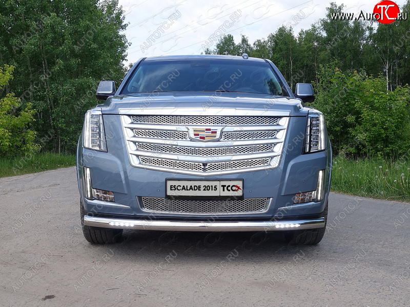 40 649 р. Защита переднего бампера нижняя с ДХО 76,1 мм ТСС Тюнинг Cadillac Escalade GMTK2 джип 5 дв. короткая база (2015-2020) (нержавейка)  с доставкой в г. Горно‑Алтайск