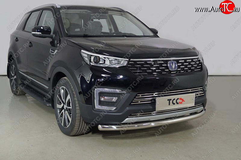 16 399 р. Защита переднего бампера нижняя d60,3 мм ТСС Тюнинг  Changan CS55 (2017-2024) дорестайлинг, рестайлинг (нержавейка)  с доставкой в г. Горно‑Алтайск