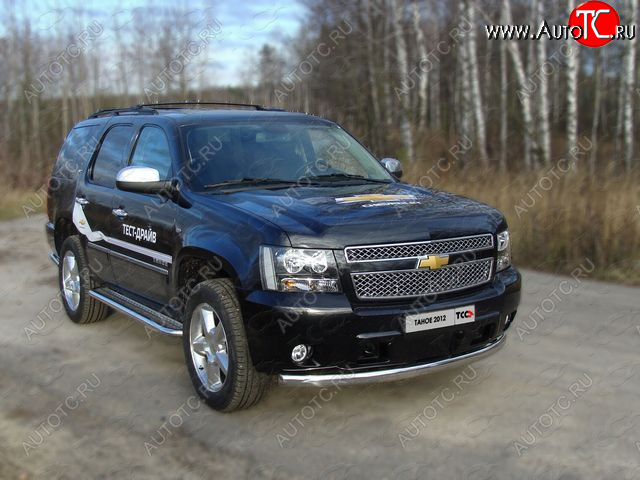 28 699 р. Защита переднего бампера овальная 75х42 мм ТСС тюнинг Chevrolet Tahoe GMT900 5 дв. (2006-2013) (нержавейка)  с доставкой в г. Горно‑Алтайск