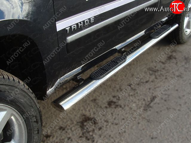 45 999 р. Пороги овальные с накладкой 120x60 мм ТСС Тюнинг  Chevrolet Tahoe  GMT900 (2006-2013) 5 дв. (серые)  с доставкой в г. Горно‑Алтайск