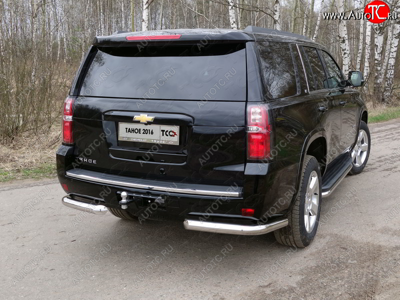 21 799 р. Защита задняя (уголки, нержавейка 76,1 мм) ТСС Тюнинг Chevrolet Tahoe K2UC (2014-2021)  с доставкой в г. Горно‑Алтайск