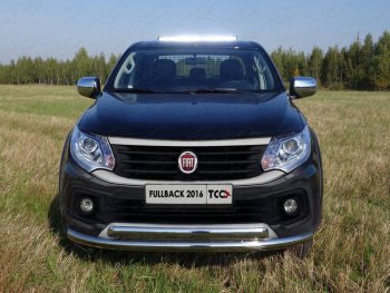 Защита передняя нижняя двойная 76,1*75 мм ТСС Тюнинг Fiat (Фиат) Fullback (Фулбэк) (2016-2018)  (нержавейка)