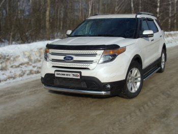 Защита переднего бампера кенгурин 75*42 мм ТСС Тюнинг Ford Explorer U502 дорестайлинг (2010-2016)  (нержавейка)