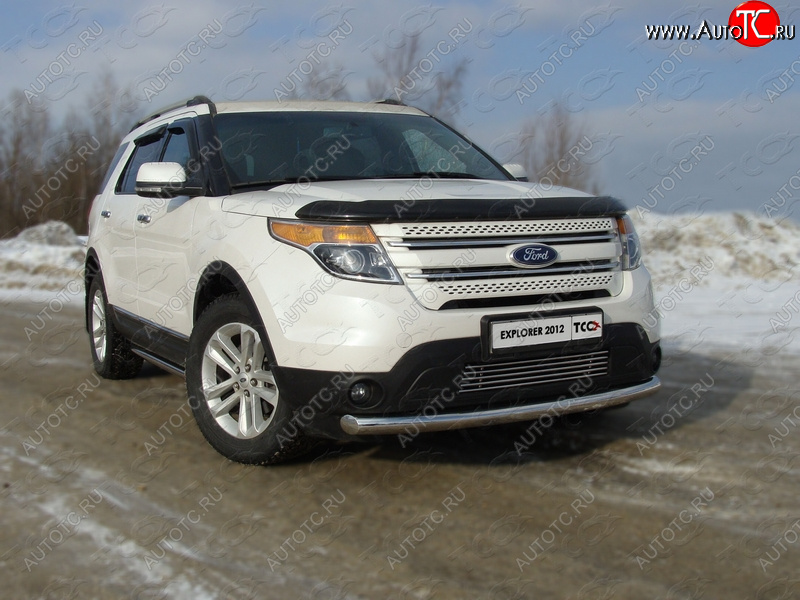 21 799 р. Защита переднего бампера нижняя 76,1 мм ТСС Тюнинг Ford Explorer U502 дорестайлинг (2010-2016) (нержавейка)  с доставкой в г. Горно‑Алтайск