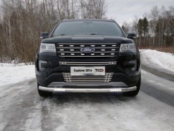 Защита переднего бампера нижняя с ДХО 76,1 мм ТСС Тюнинг Ford Explorer U502 1-ый рестайлинг, 5 дв. (2015-2018)  (нержавейка)