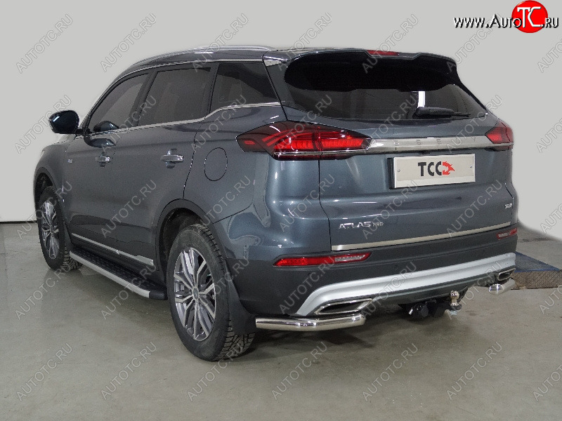 21 599 р. Защита задняя (уголки 60,3 мм) ТСС Тюнинг  Geely Atlas Pro  NL3 (2019-2025) (уголки)  с доставкой в г. Горно‑Алтайск