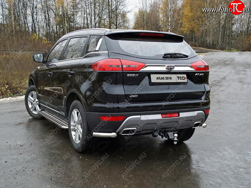 9 349 р. Защита заднего бампера (уголки, d60,3 мм) TCC  Geely Atlas  NL3 (2016-2022)  с доставкой в г. Горно‑Алтайск